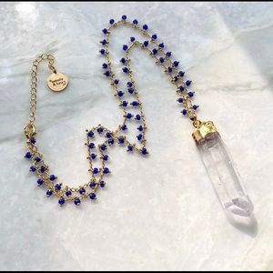 Quartz Crystal 18k Beaded Chain Necklace
